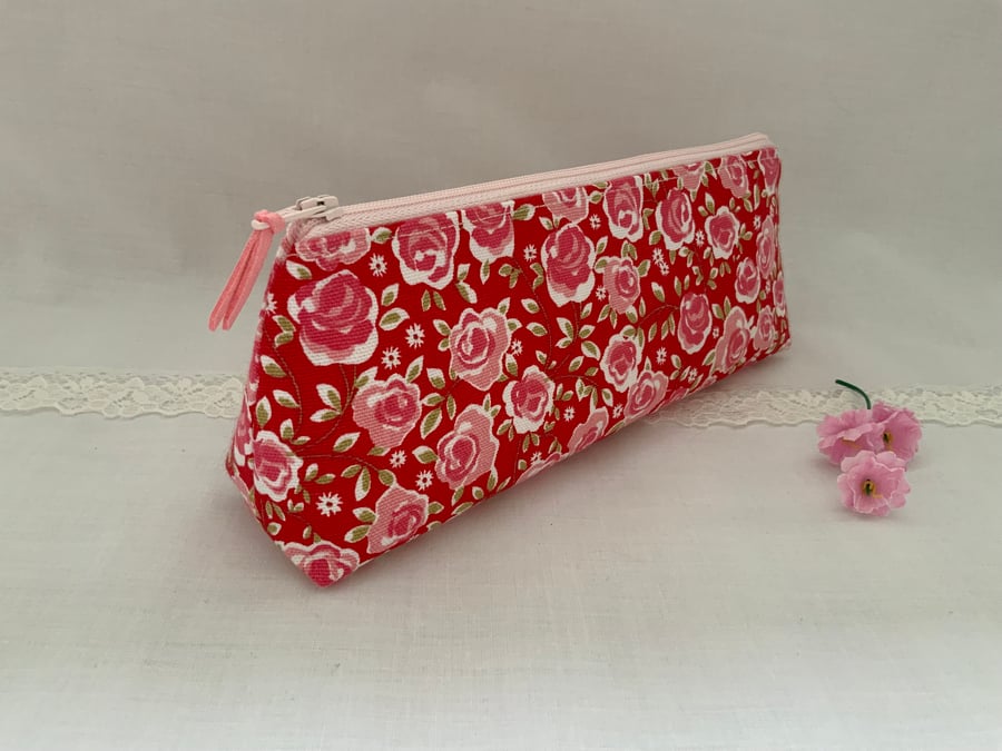 Pencil Case, Brush Case, Cosmetic Bag, Zipped Purse, Mothers Day Gift