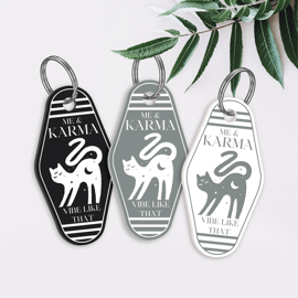 Karma - Mystic Cat Motel-Style Keyring: Retro Acrylic Keychain, Song Inspired