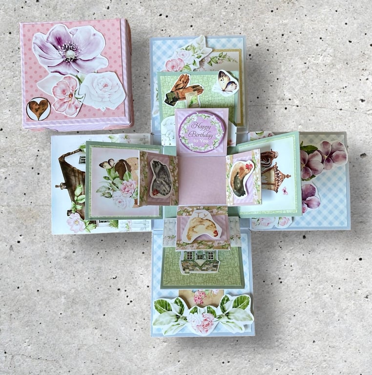 3D Box Card for Birthday, Card for a Friend. Gardener. Pop Up Card.