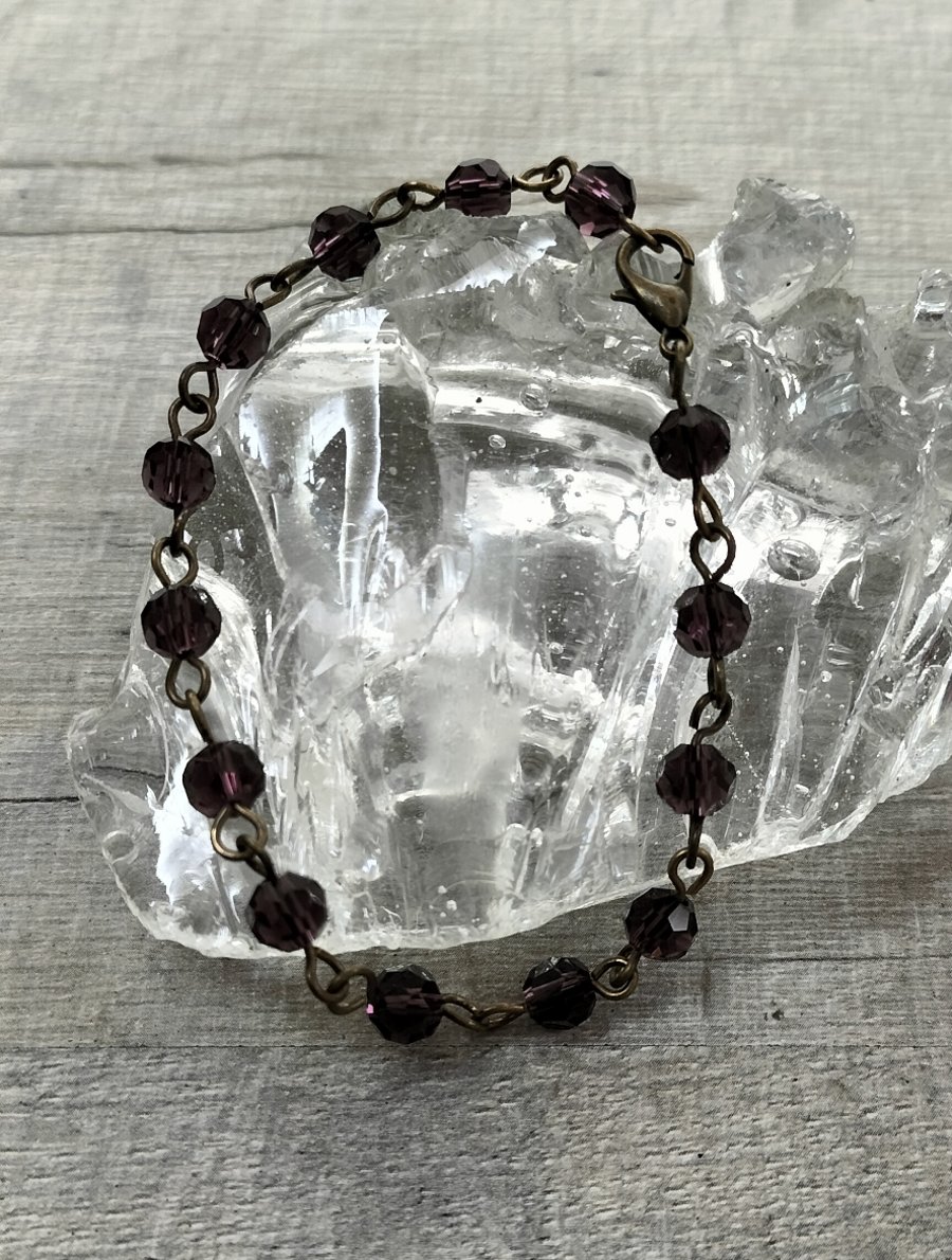 HB9 Purple beaded linked bracelet