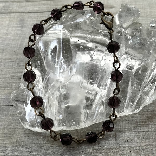 HB9 Purple beaded linked bracelet