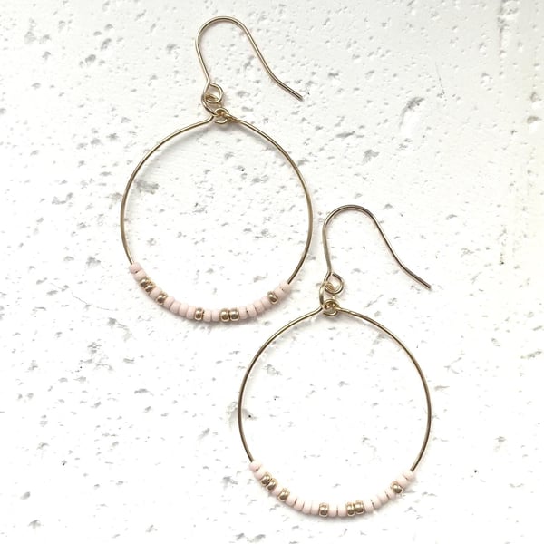 Large Miyuki Hoop Earrings - Rose