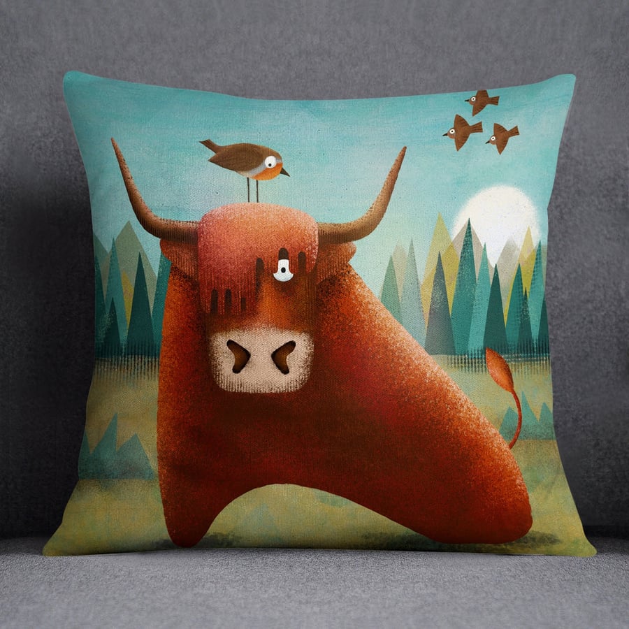Bobbin and BooBoo Besties - Highland Art Cushion