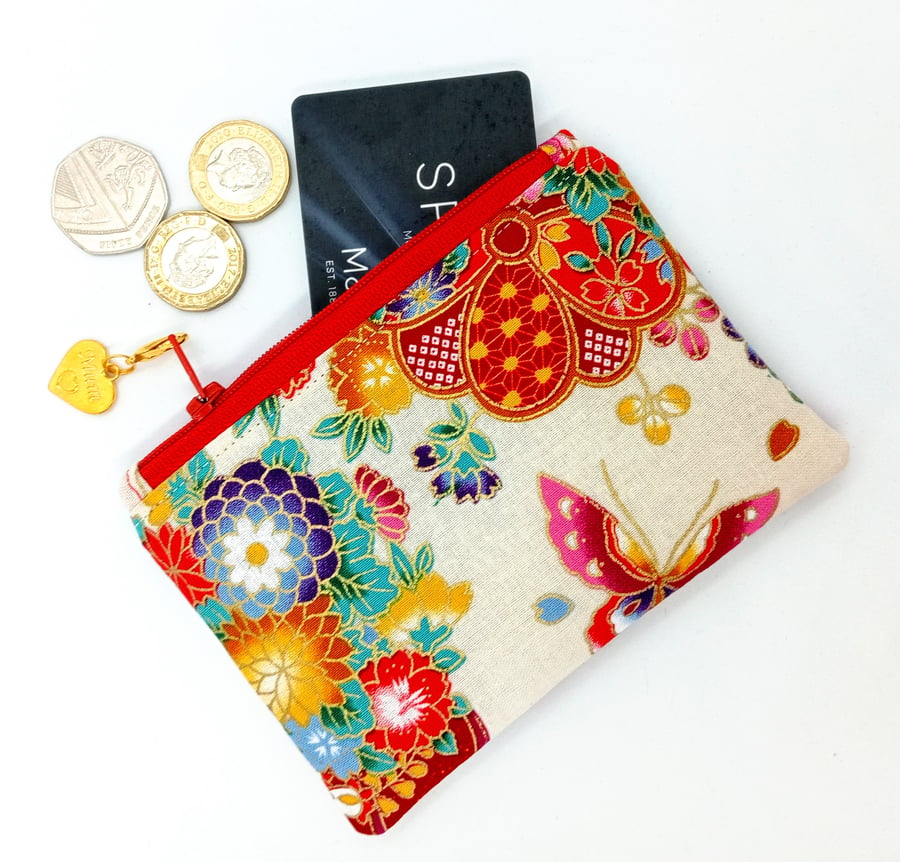 Butterfly and flower coin and card purse 285LF