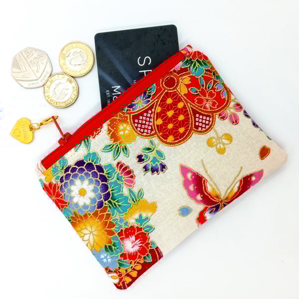 Butterfly and flower coin and card purse 285LF