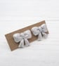 Silver Glitter bow earrings, stud or huggie hoops - Image 8