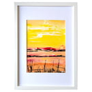 'Prairie' Vividly Coloured Original A4 Framed Painting