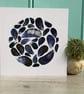 'Mussel Circle', 14.5cm square shell art greetings card.