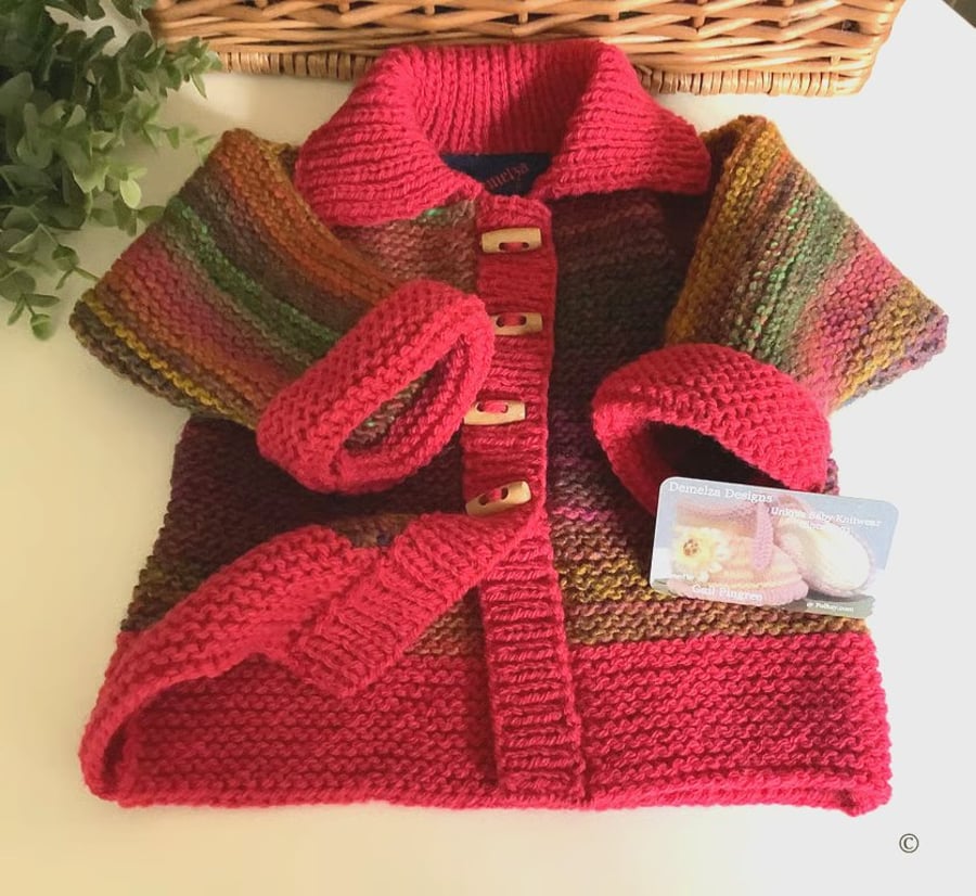 Designer Baby's Hand Knitted Aran Jacket  9-18 months size