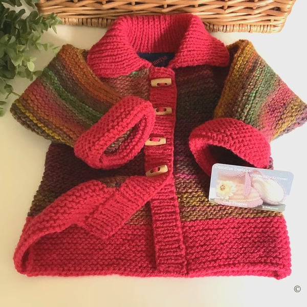 Designer Baby's Hand Knitted Aran Jacket  9-18 months size