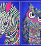 Owl and Zebra Set of 2 Fine Art Prints