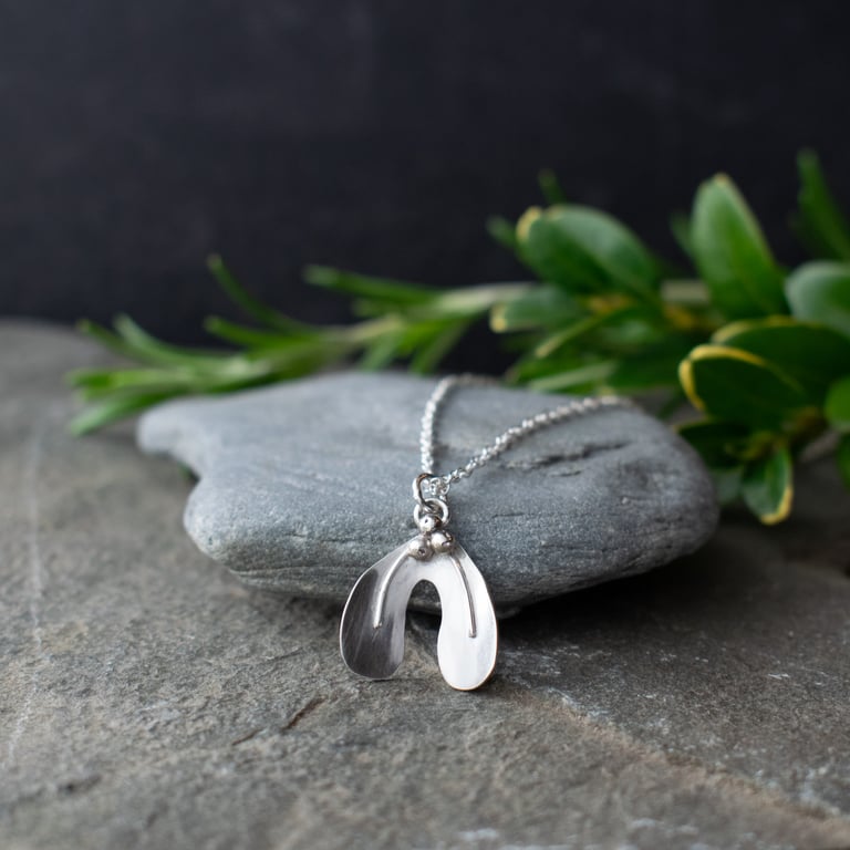 Mistletoe Necklace in Sterling Silver - Christmas Gift for Her