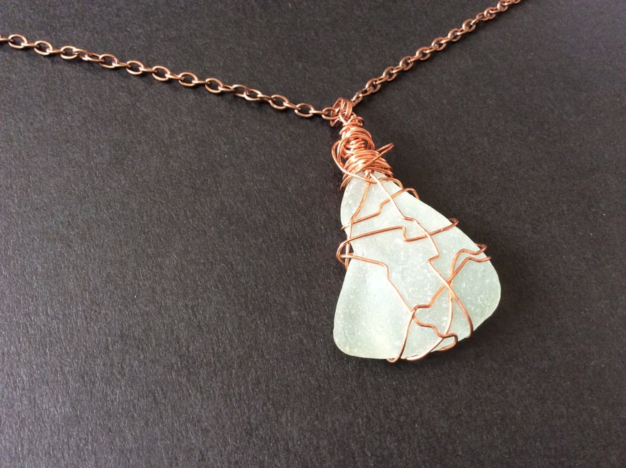 Sea Glass and Copper Necklace 