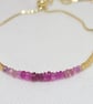 Pink Sapphire Bracelet-Stunning triangular feature beads- Adjustable for any wri - Image 2