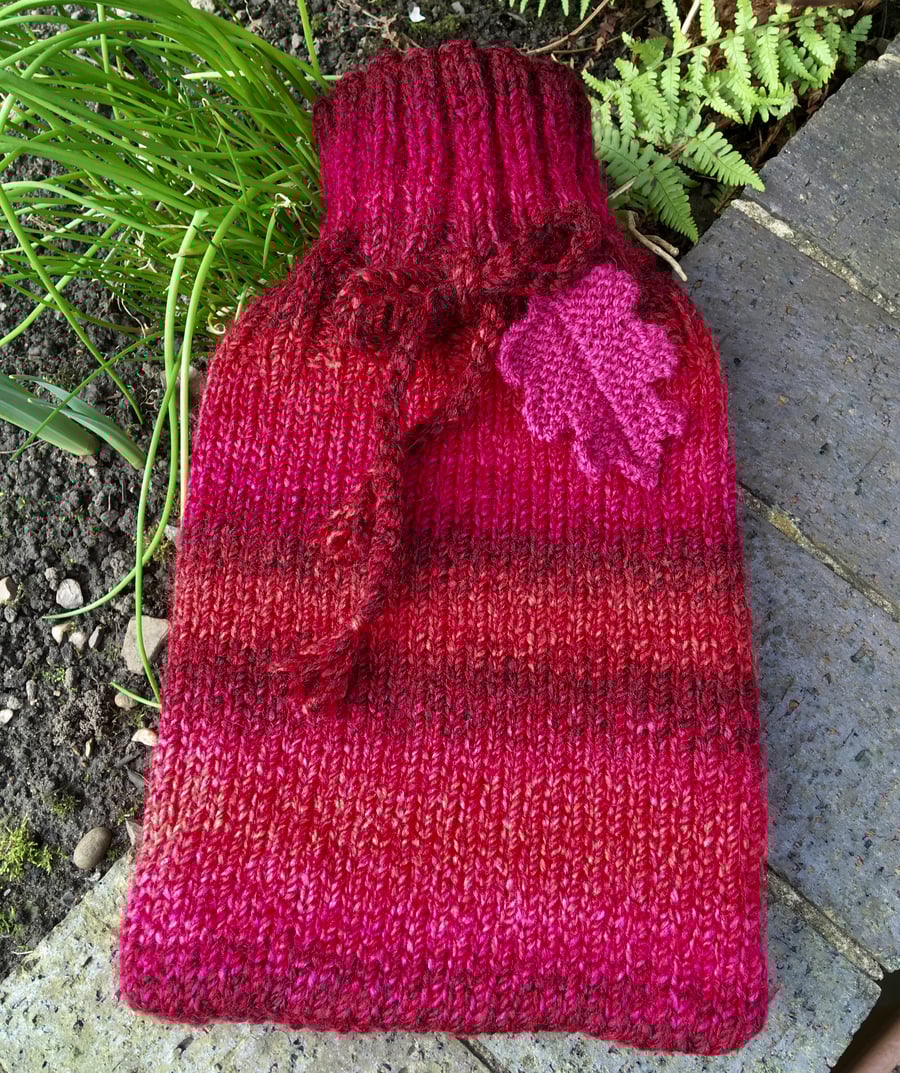 Red Oak Leaf Hot Water Bottle Cosy