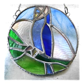 Budgerigar Ring Stained Glass Suncatcher Budgie Blue 007