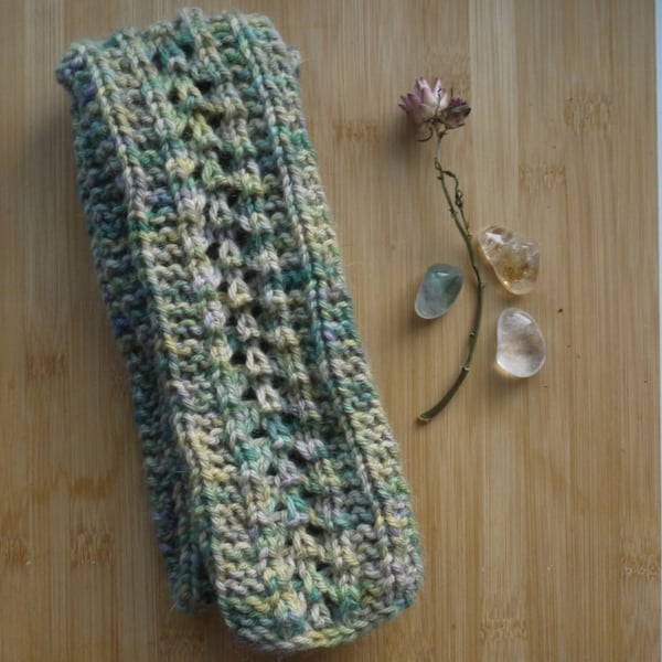 Loom knit Meadow Greens Summer Scarf