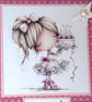 Pretty girl with cake make a wish birthday card  - Image 2