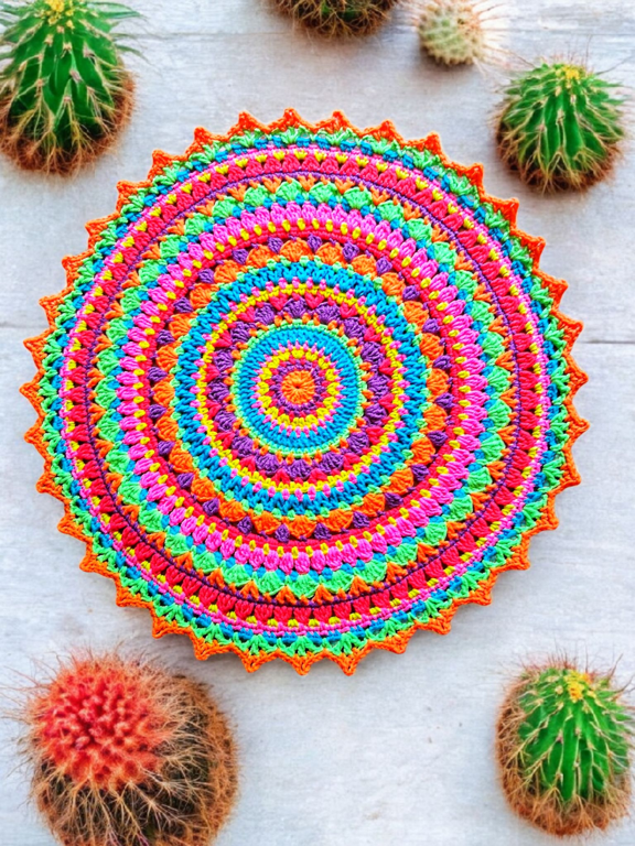 colourful crochet mandala doily