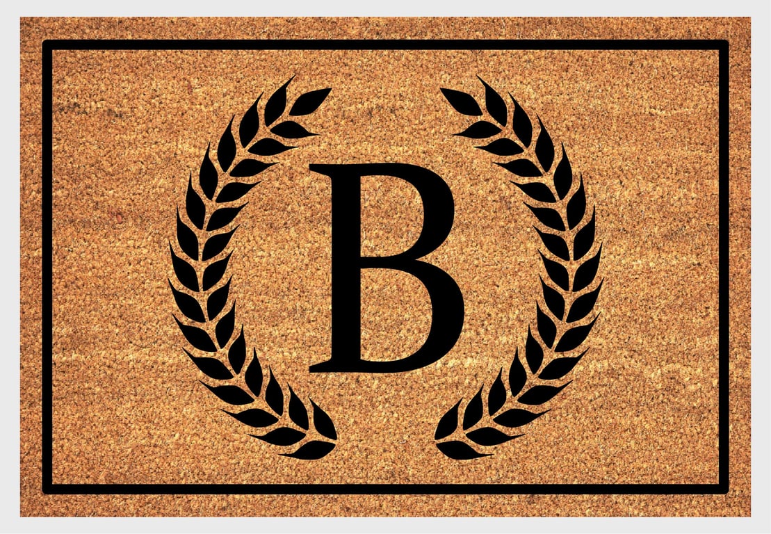 B Letter Door Mat - Monogram Letter B Welcome Mat - 3 Sizes