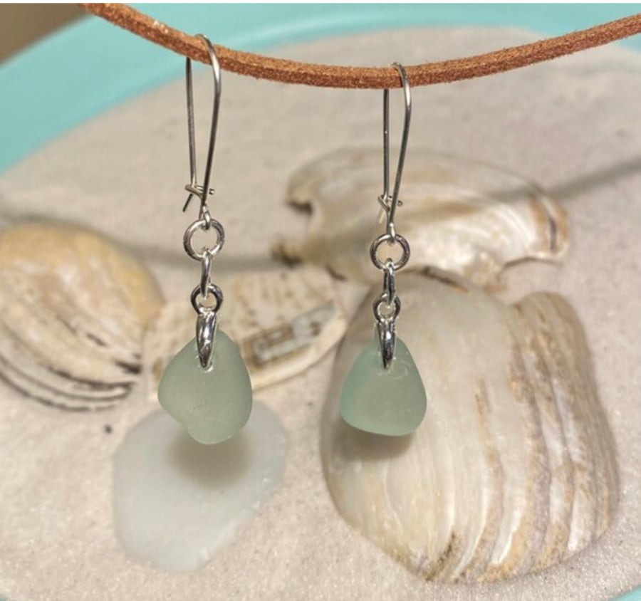 Lake Michigan beach glass earrings 