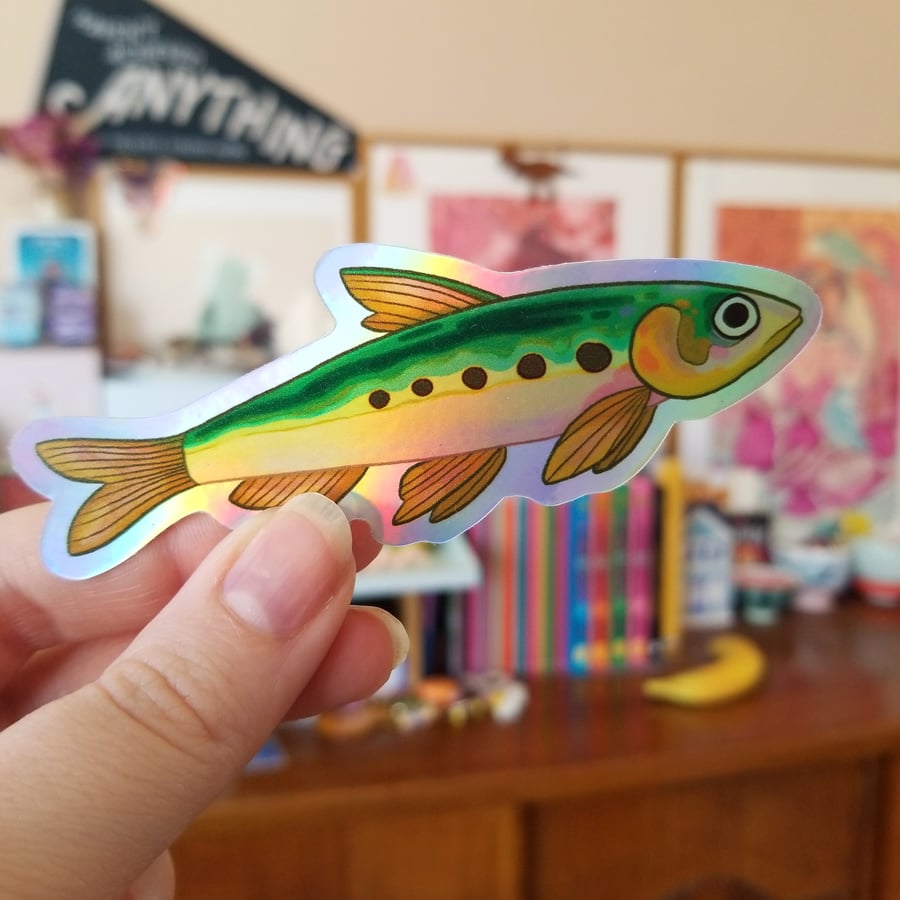 Sardine - holographic fish sticker 