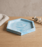 Blue and White Marbled Hexagonal Jewellery Tray Handmade Trinket & Catchall Dish