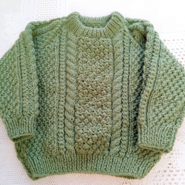 Cable Pattern Child's Jumper with Round Neck, Children's Clothes, Winter Jumper