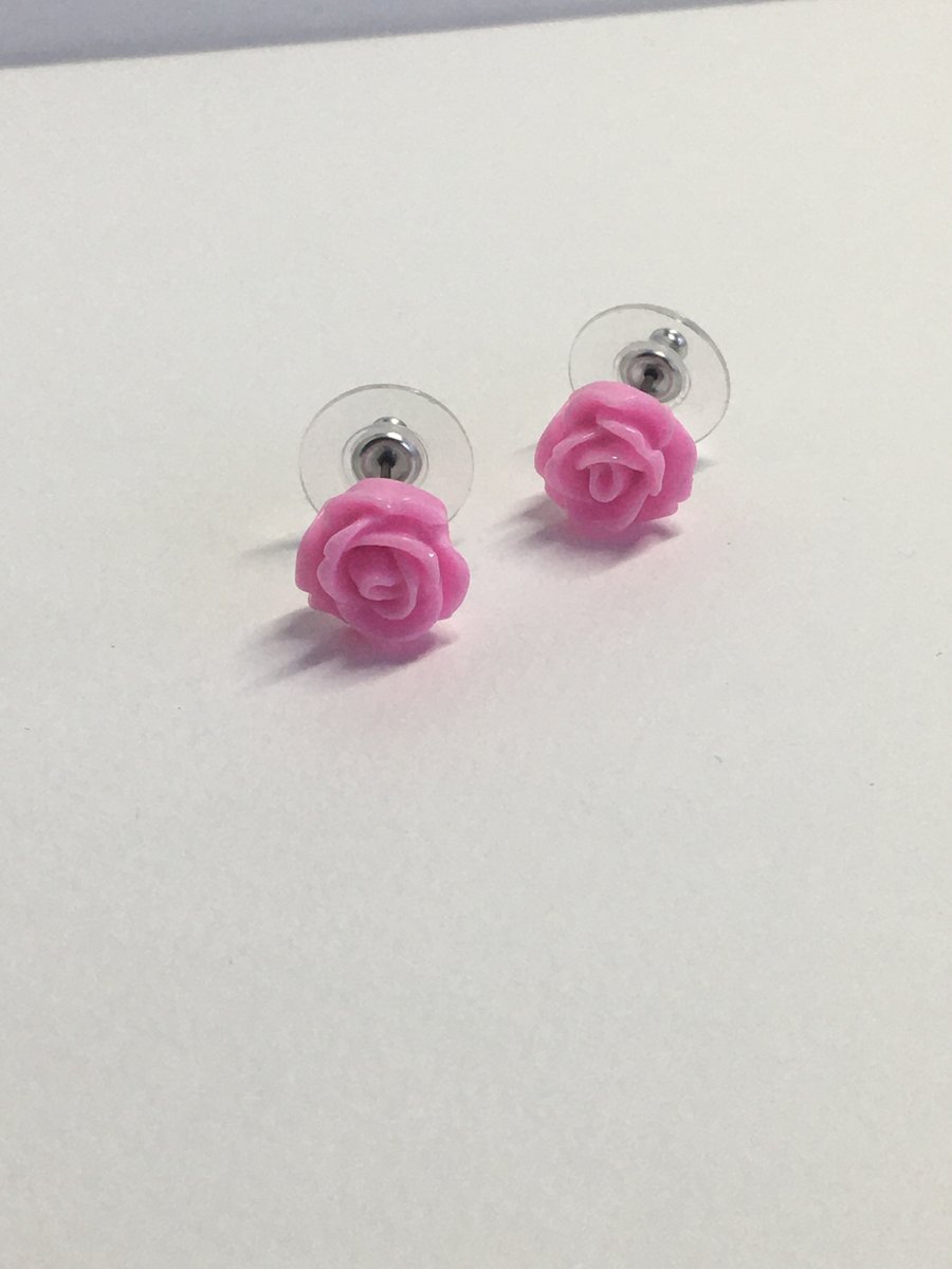 Little pink flower stud earrings