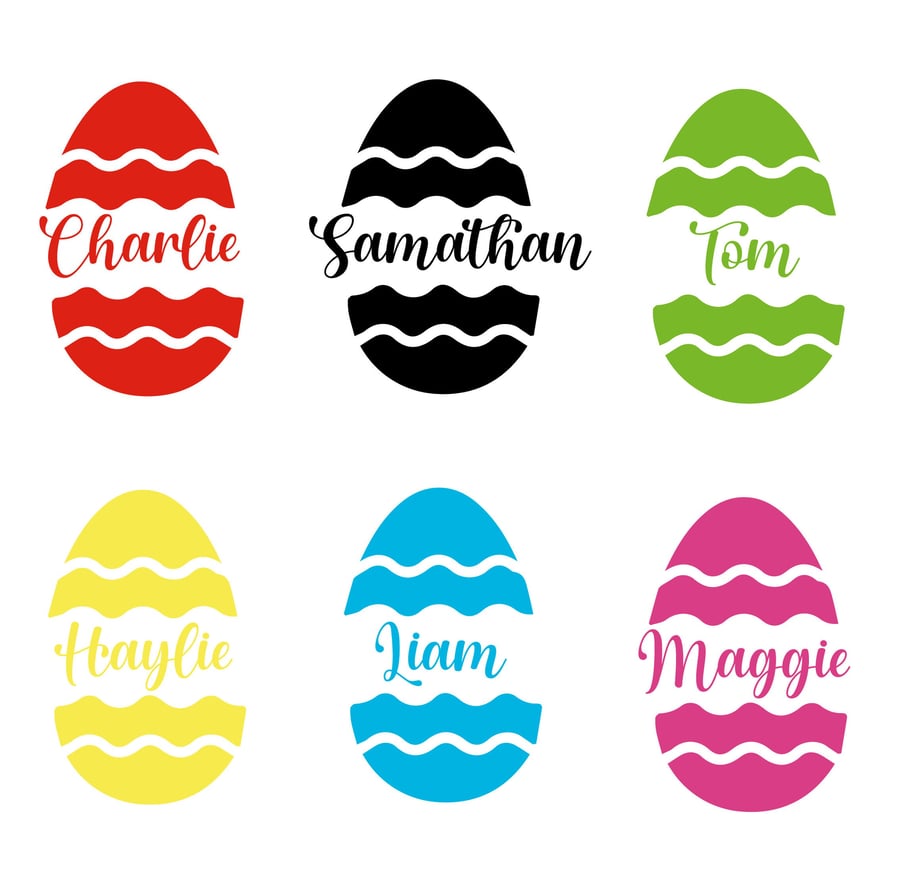 Easter Egg Name Vinyl Decal Personalised Sticker Transfer For Easter Egg Hunts
