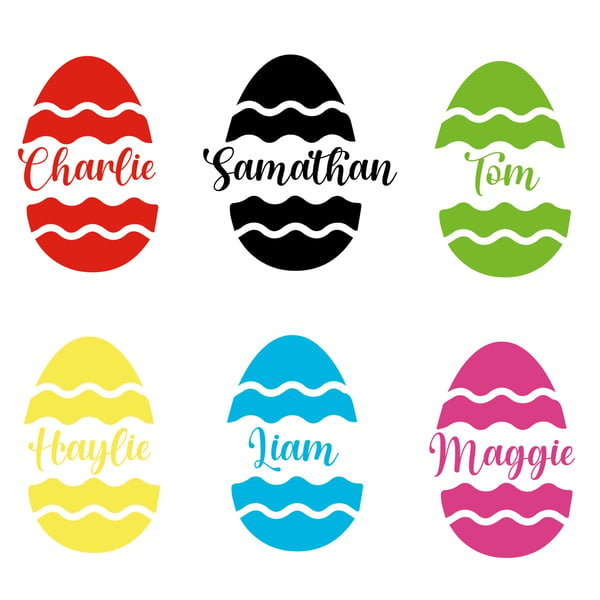 Easter Egg Name Vinyl Decal Personalised Sticker Transfer For Easter Egg Hunts