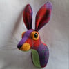 Faux hare head wall mount in Harris Tweed