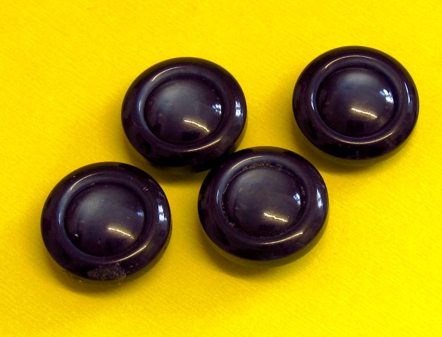 Vintage Buttons: Navy Blue Pearl-like, Wheel Shaped 4x 16mm