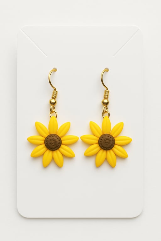 Sunflower earrings handmade costume jewellery with stainless Steel hook