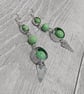 Aluminium Round Tube, Recycled Green Beads Dangle Earrings, Upcycled Jewellery - Image 1