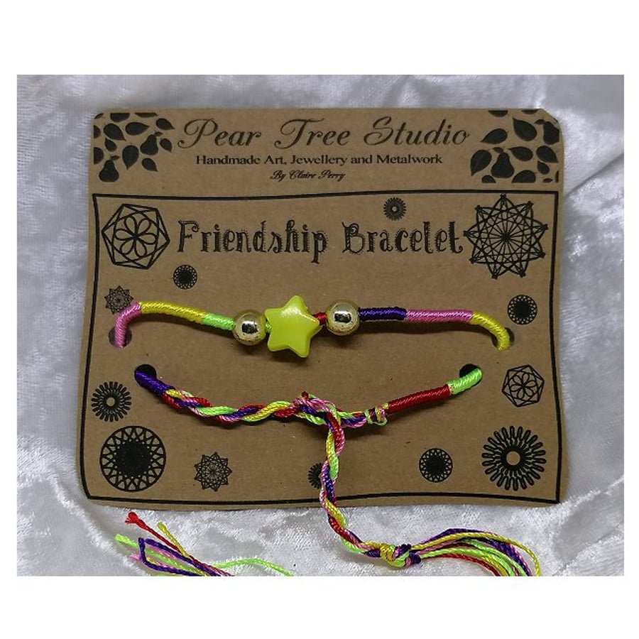 Friendship bracelet with Yellow star bead.