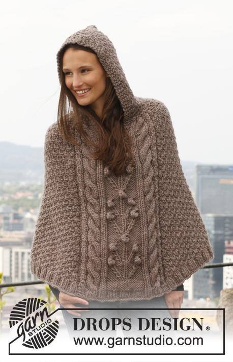 Hand knitted ladies hooded poncho - chunky knit - knitted ladies clothes 