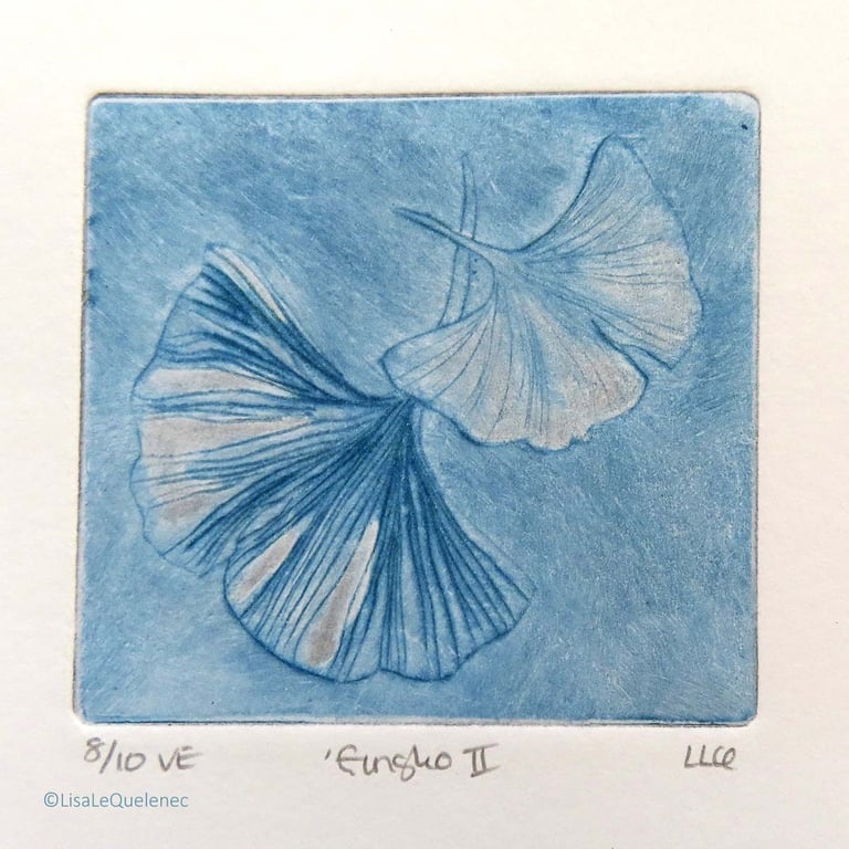 Gingko II drypoint no.8 of 10 signs of spring small scale print