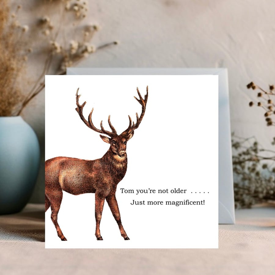 Stag - funny design edit text for a personalised card for any occasion 