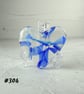 Fused glass blue and clear heart pocket hug with stand 5x4.5cm (304)