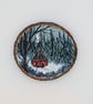 Nordic Inspired Winter Painting on Wood Disc