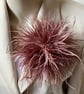 Rosy Brown Mix Ostrich Feather Style Brooch - Corsage Lapel Pin - Med Size