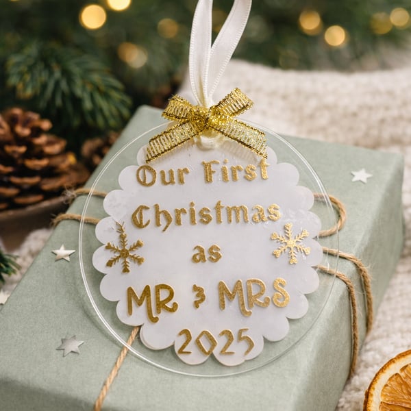 Our First Christmas as Mr & Mrs 2026 Acrylic Christmas Ornament