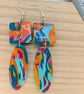 Colour splash earrings, square and tapered 