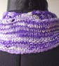 Neckwarmer, Neckerchief, Scarf, Kerchief Cowl, Knitted, Handspun, Purple Merino - Image 4