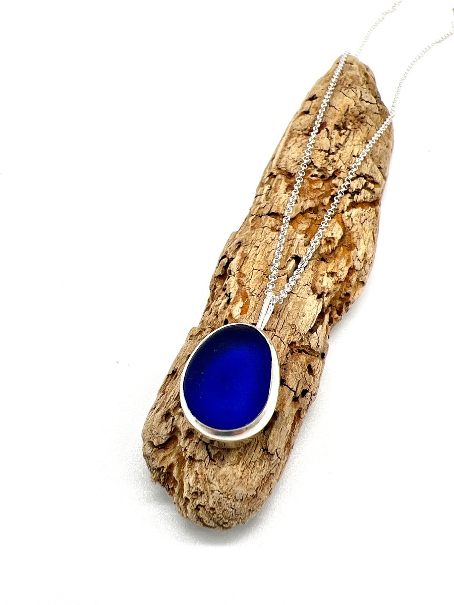Blue Sea Glass Necklace 
