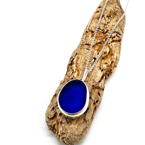 Blue Sea Glass Necklace 