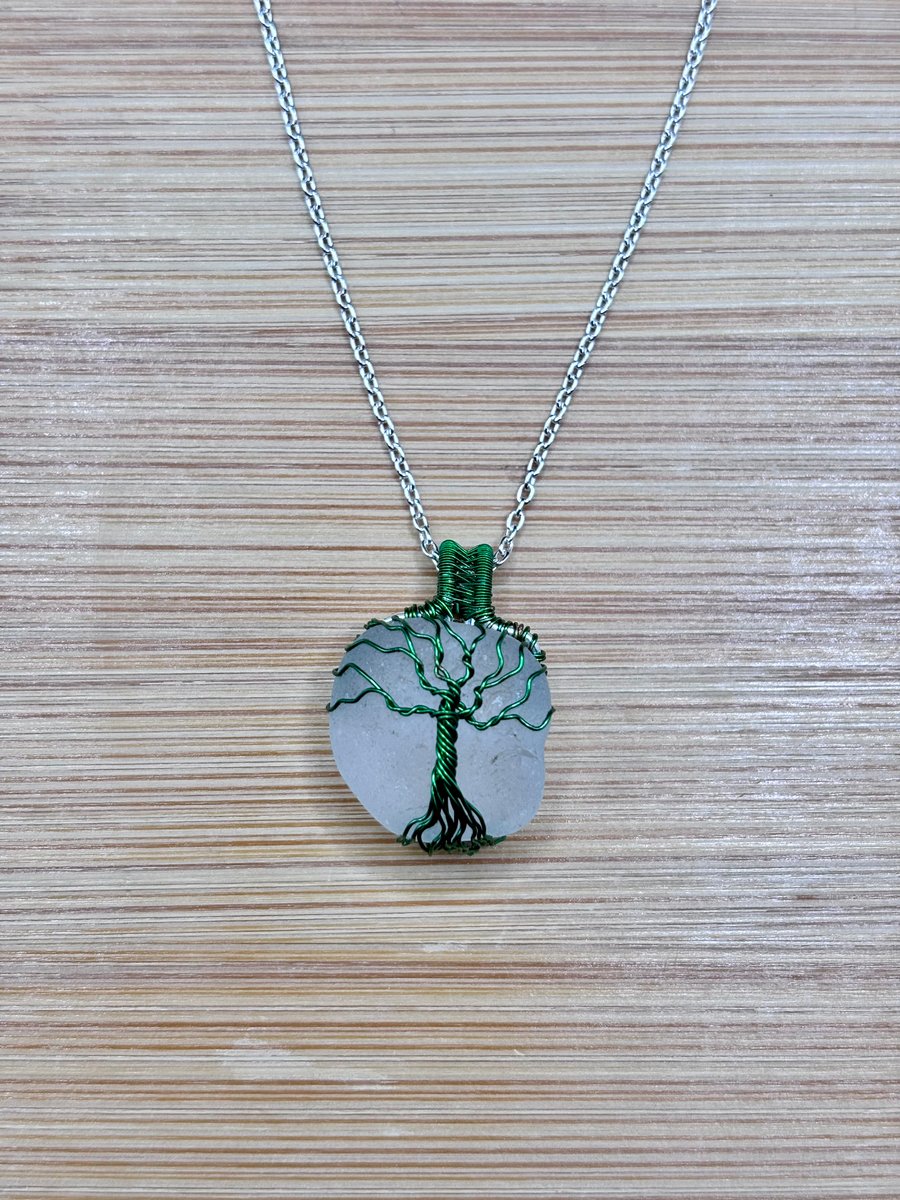 Scottish sea glass Tree of Life Pendant - Made in Scotland - unique handmade