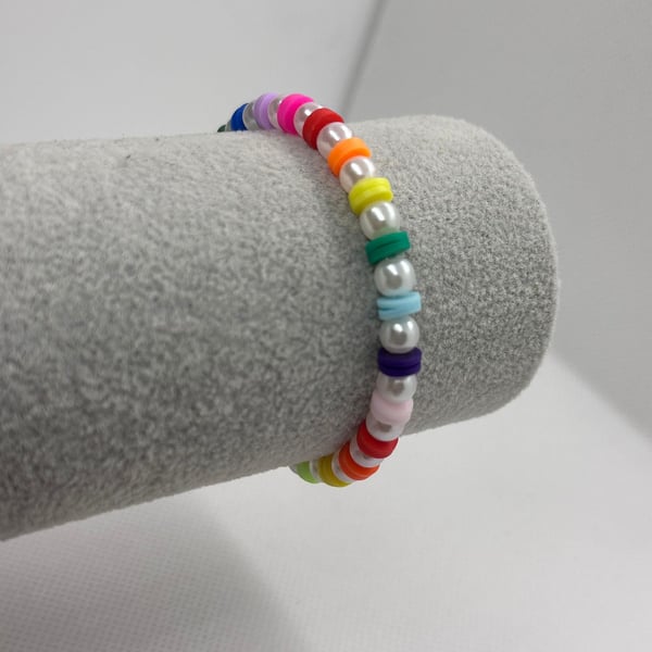 Clay and bead bracelet