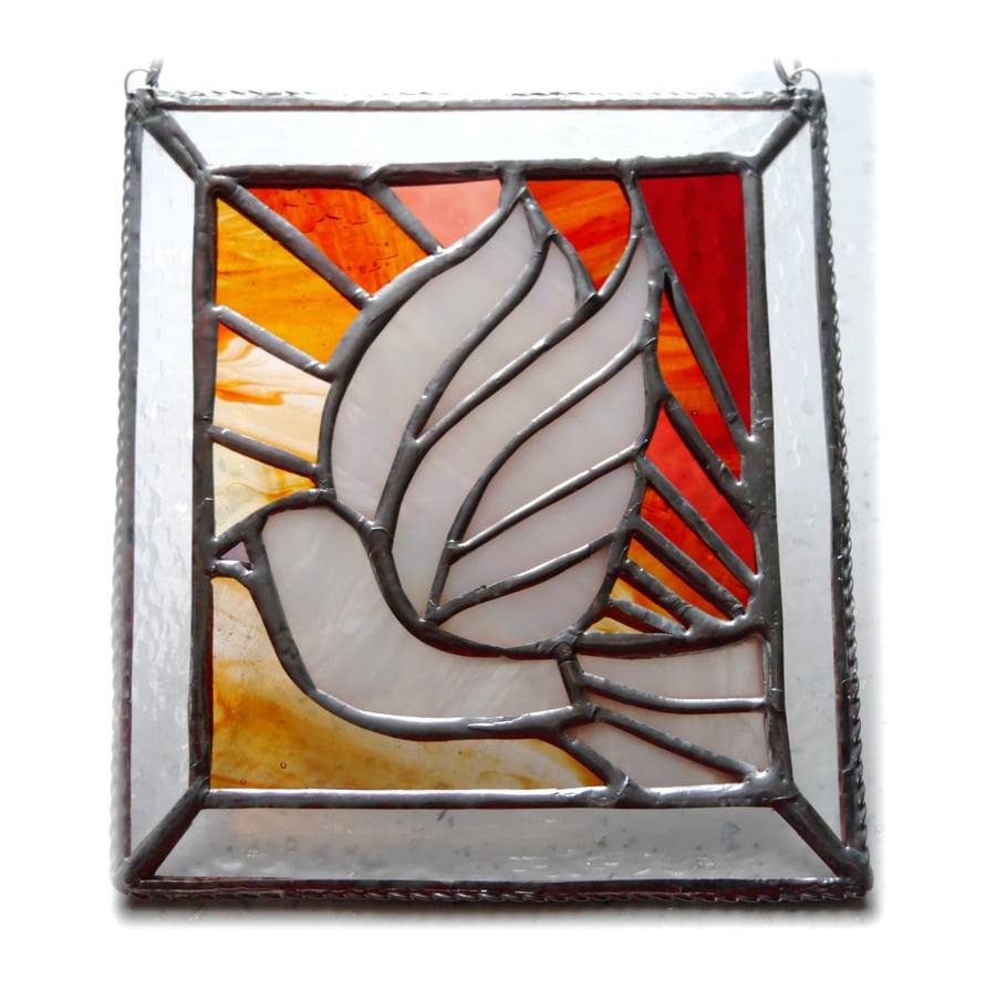 Sunset Dove Stained Glass Picture Suncatcher Handmade 008
